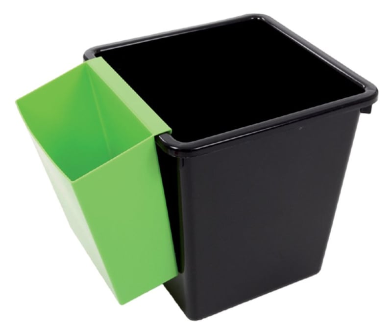 Papierbak kunststof vierkant taps 21liter zwart