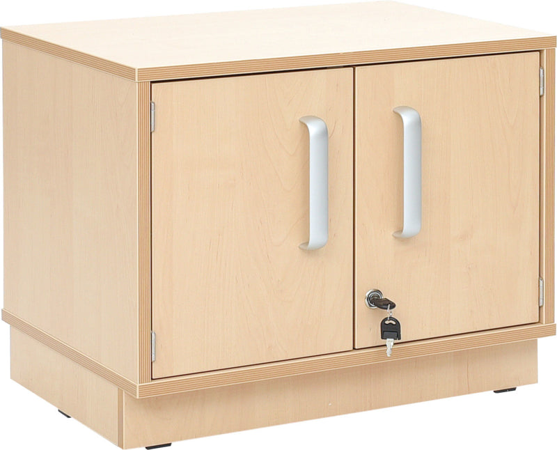 Flexi-kasten S met legbord, smal - met plint, berken deuren met slot