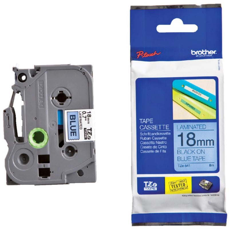 Labeltape Brother P-touch TZE-541 18mm zwart op blauw