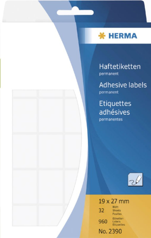 Etiket Herma 2390 19x27mm wit 960stuks