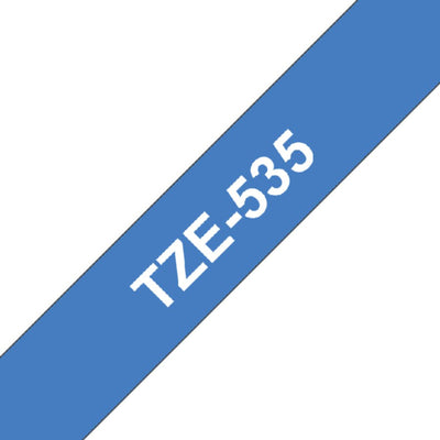 Labeltape Brother P-touch TZE-535 12mm wit op blauw