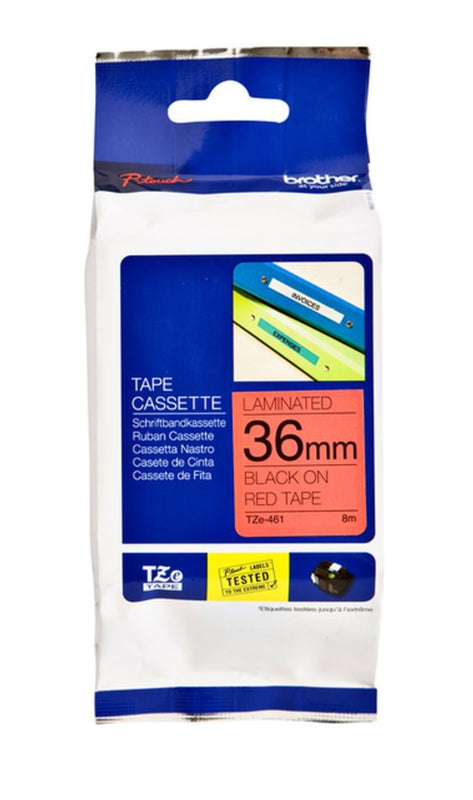 Labeltape Brother P-touch TZE-461 36mm zwart op rood