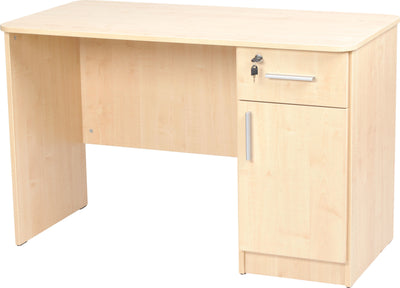 Vigo-bureau met afgeronde randen, met kast en lade esdoorn