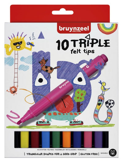 Viltstift Bruynzeel Kids driekantig - 10 stuks assorti