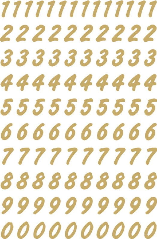 Etiket Herma 4151 8mm getallen 0-9 goud op transparant 200st