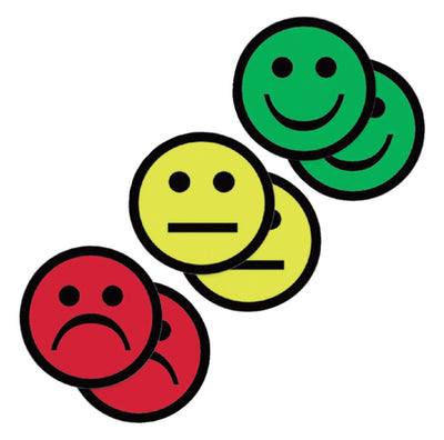 6x Magneet smiley 75mm 2x geel 2x groen 2x rood