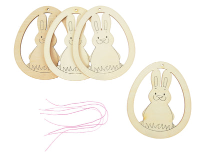 4x Houten hangers 9x11cm - paashaas