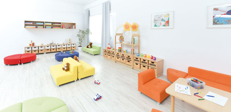 Flexi brede bank, zithoogte 25 cm, geel