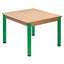 Tafel beuken/metaal 80 x 60 cm. 40-76 cm.