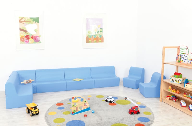 Lage hoekbank 51,5cm zithoogte 20cm - Lichtblauw