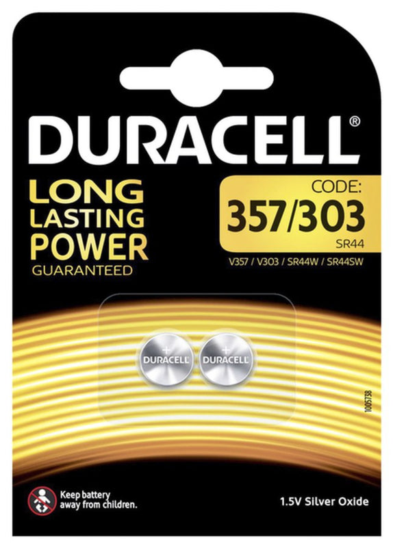 Batterij Duracell knoopcel 2x357/303 zilver oxide Ã˜11,6mm 2 stuks