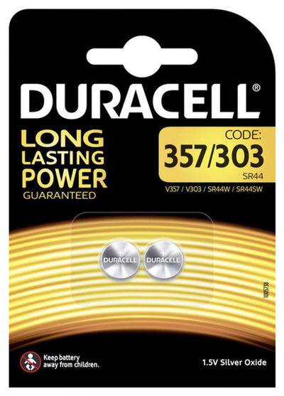 Batterij Duracell knoopcel 2x357/303 zilver oxide Ã˜11,6mm 2 stuks