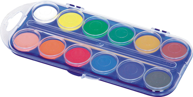 Waterverf 12 kleuren diam 3cm - Assorti