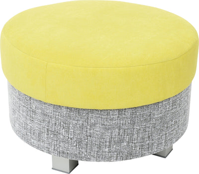 Ronde relax poef grijs/groen - vierkante poten