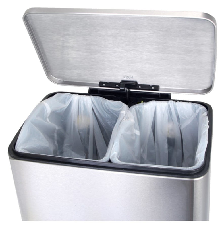 Afvalbak pedaalemmer E-Cube RVS mat rechthoekig 9+10liter