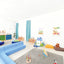 Medium zitbank 40cm zithoogte 26cm - Lichtblauw