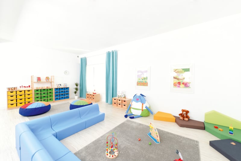 Lage hoekbank 51,5cm zithoogte 20cm - Lichtblauw