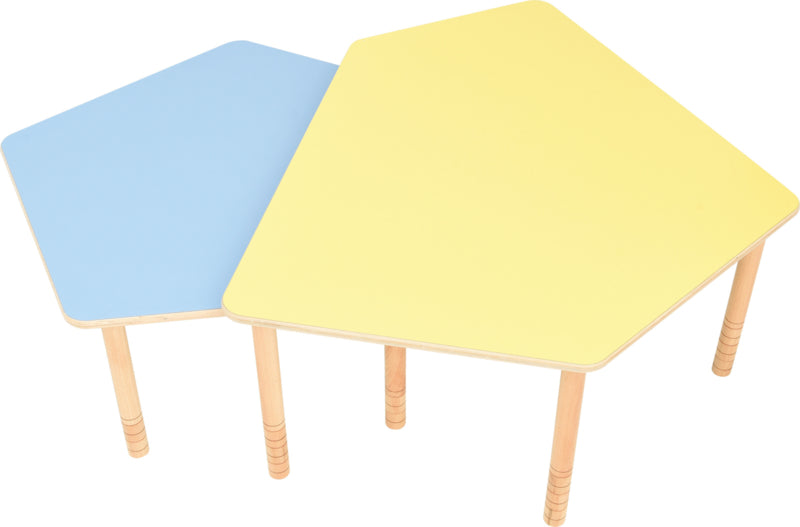 Vijfhoekig Flexi tafelblad geel