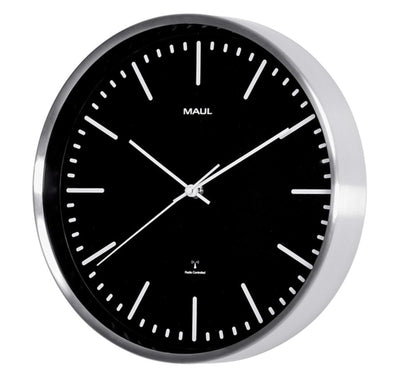 Wandklok MAUL Fly RC Ã˜30,5x4.5cm aluminium/zwart incl.batterij