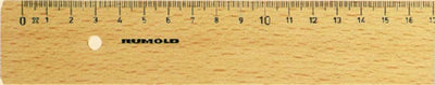 Liniaal hout met metalen inlegrand 300 mm.