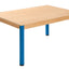Tafel beuken/metaal 120 x 80 cm. 40-76 cm.