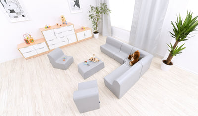 Hoge hoekbank 65,5cm zithoogte 34cm - Grijs