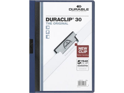 Durable DuraClip Clipmap + tas A4 30 vel blauw, pak 5 stuks