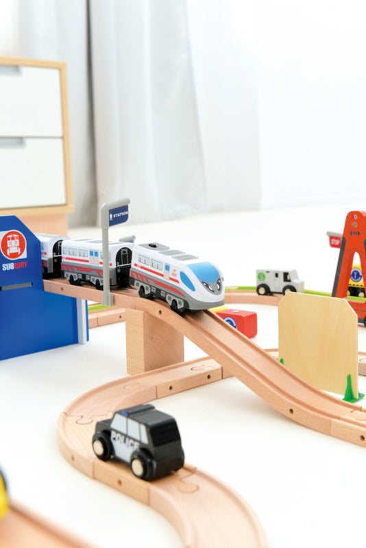 Houten spoorbaan compleet - 59-delig