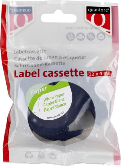 Labeltape Quantore 91200 12mmx4m papier zwart op wit
