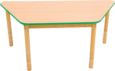 Trapezium esdoorn tafelblad met kleurrijke groene rand