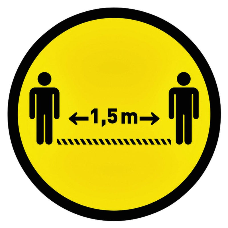 Vloersticker OPUS 2 rond 30cm geel/zwart
