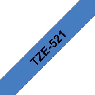 Labeltape Brother P-touch TZE-521 9mm zwart op blauw