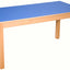 beukenhouten trapeziumtafel 120x60cm.metalen poten 46-76cm