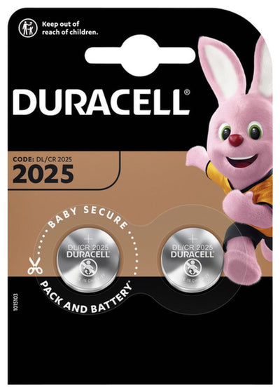 Batterij Duracell knoopcel 2xCR2025 lithium Ã˜20mm 3V-170mAh
