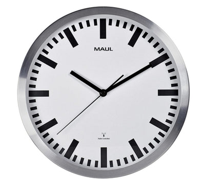 Wandklok MAUL Pilot RC Ã˜30,5x4.5cm aluminium/wit incl.batterij