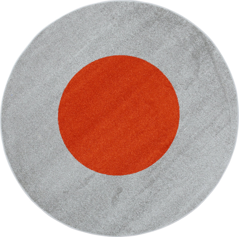 Rond tapijt - diam. 200 cm - grijs/oranje