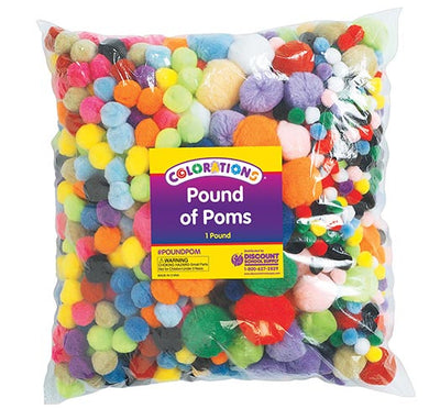 Pompons klassenpak assorti 1.5-5 cm 1200 stuks