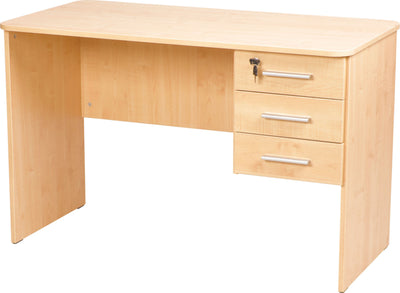 Vigo-bureau met afgeronde randen, met 3 laden beuken