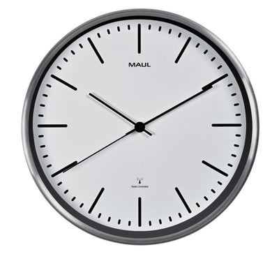 Wandklok MAUL Fly RC Ã˜30,5x4.5cm aluminium/wit incl.batterij