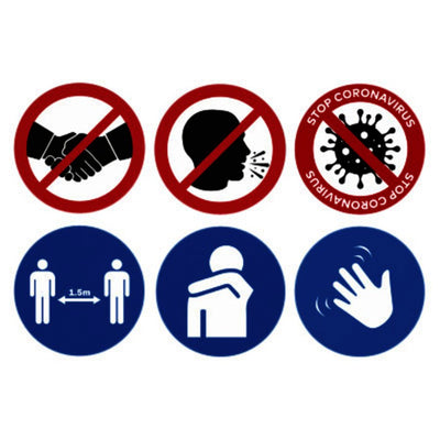 Waarschuwingsstickers Corona set a 6 stuks Ã˜18cm