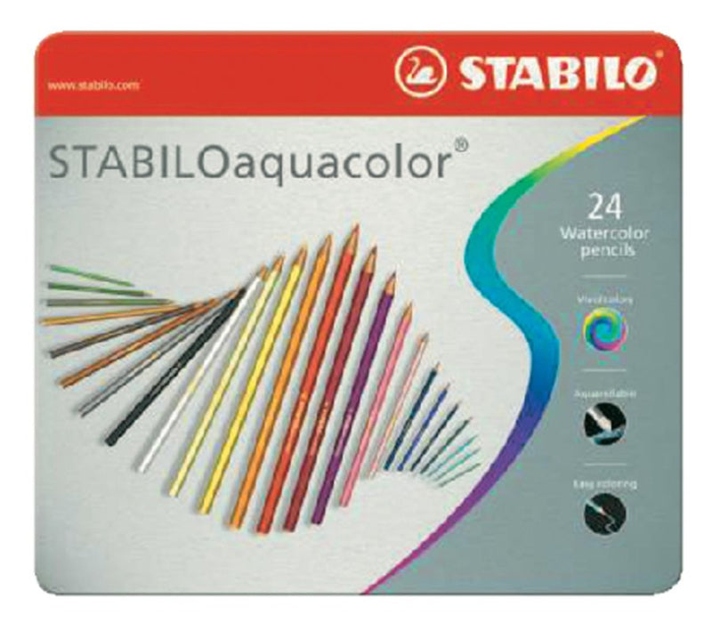 Kleurpotloden STABILO aquacolor 1624 blik Ã 24 kleuren