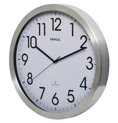 Wandklok MAUL Move RC Ã˜40xx4.5cm aluminium/wit incl.batterij