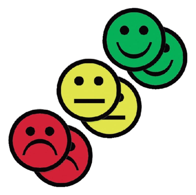 6x Magneet smiley 25mm 2x geel 2x groen 2x rood