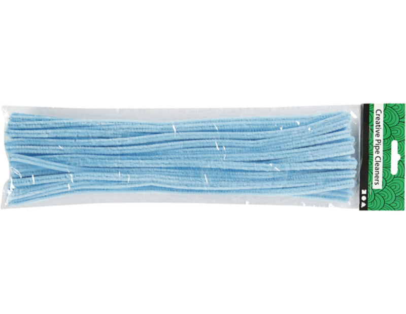 Chenilledraad 50cm. licht blauw 6 mm. 100 stuks