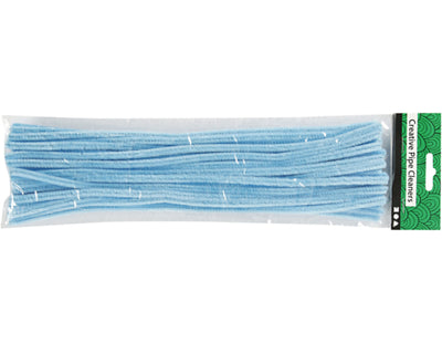 Chenilledraad 50cm. licht blauw 6 mm. 100 stuks