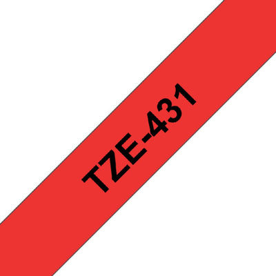 Labeltape Brother P-touch TZE-431 12mm zwart op rood