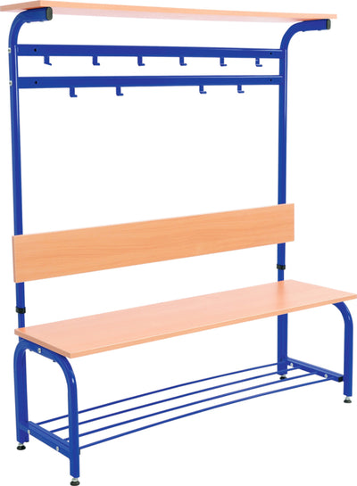 Garderobe met verstelbare bank en haken - blauw