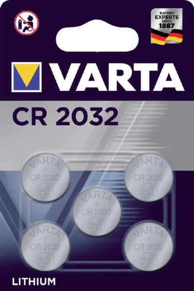 Batterij Varta knoopcel CR2032 lithium blister Ã 5stuk