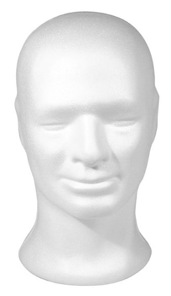 Tempex mannenhoofd 33 cm - Wit