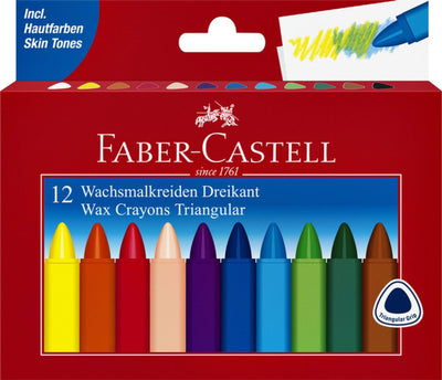 Waskrijt Faber Castell driehoekig 12 dlg.